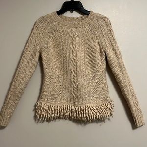 Banana Republic-Cable Knit Fringe Hem Sweater